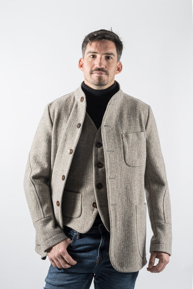 VESTE COL DEBOUT / BUREL CHEVRON