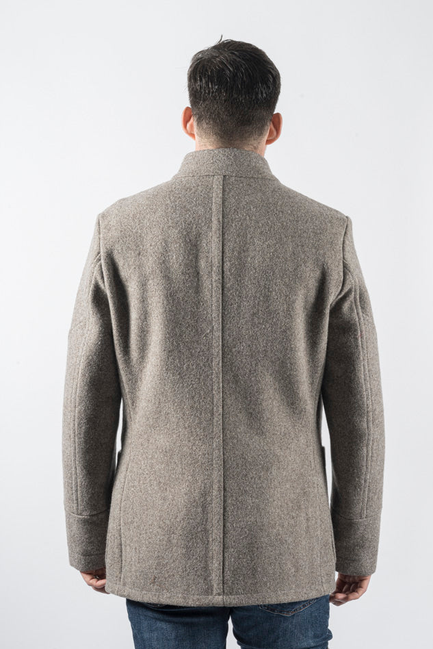 VESTE COL DEBOUT / TAUPE