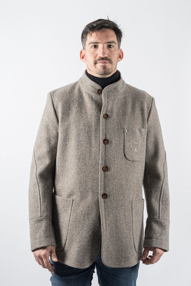 VESTE COL DEBOUT / TAUPE