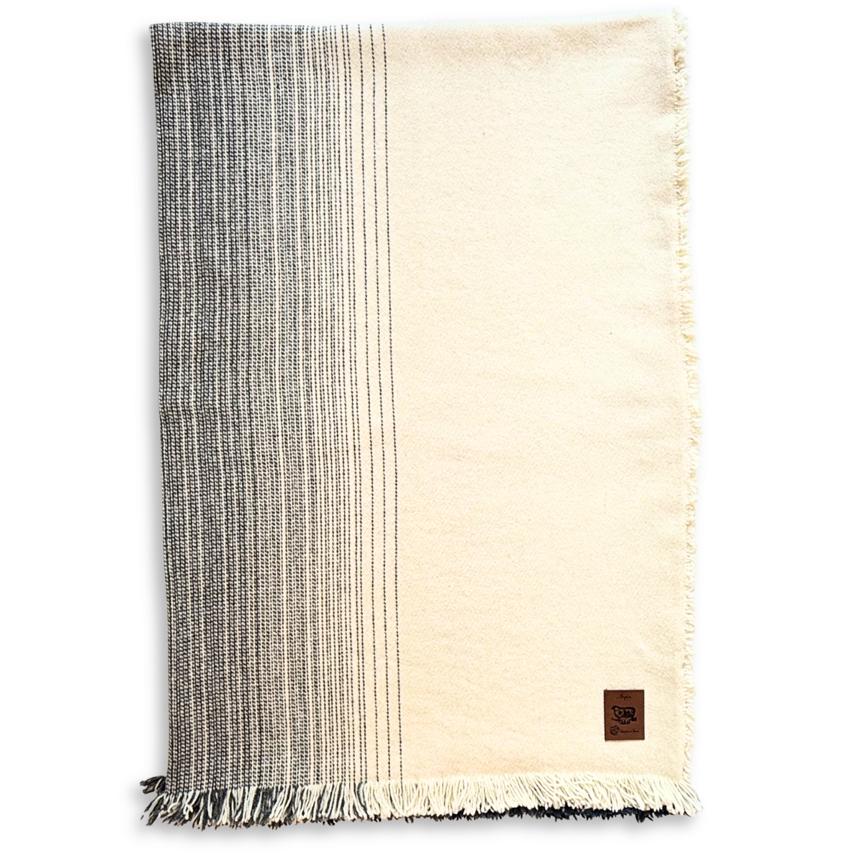 Balme wool throw / ecru-grey-blue