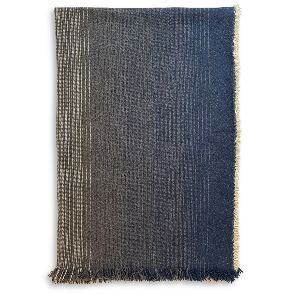 Balme wool throw / ecru-grey-blue