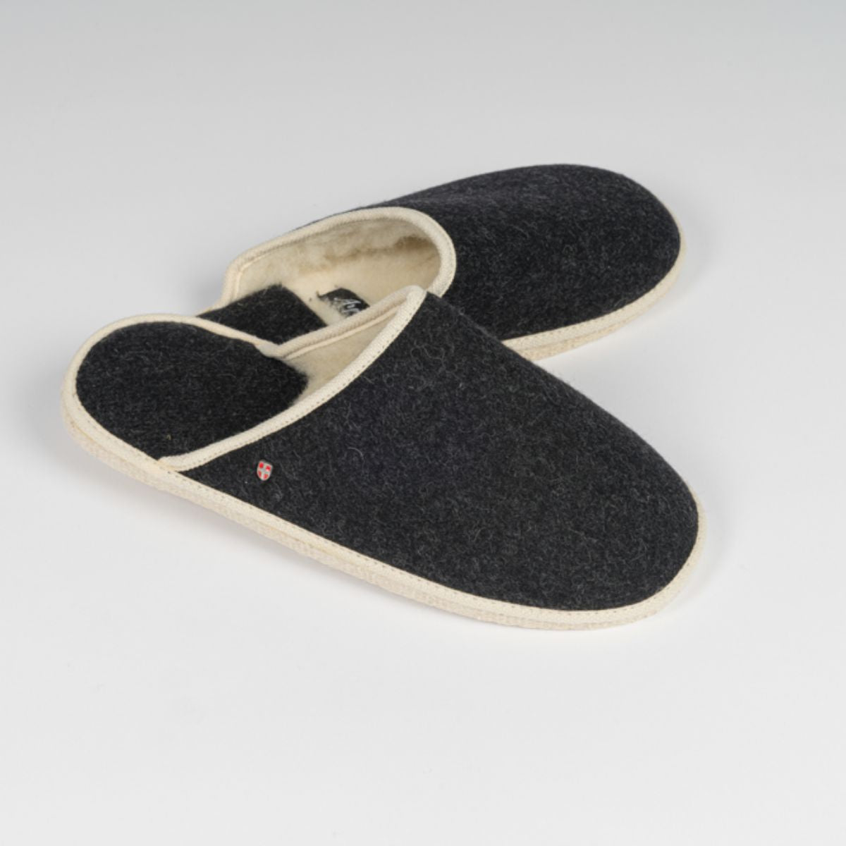 Chaussons mules en laine Flambeau couleur anthracite